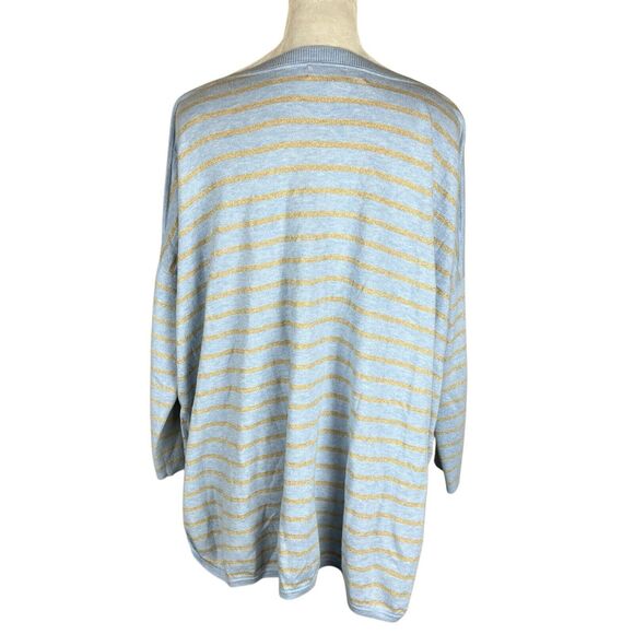 Lilly Pulitzer Cobo Blue Gold Striped Sweater Size Medium - Picture 4 of 6